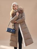 Women's Fur-Hood Quilted Long Puffer Coat