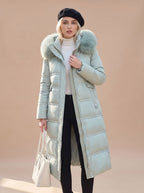 Women's Fur-Hood Quilted Long Puffer Coat