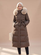 Women's Fur-Hood Quilted Long Puffer Coat