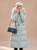 Women's Fur-Hood Quilted Long Puffer Coat