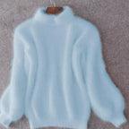 Women's Fuzzy Angora Turtleneck Loose Knit Sweater