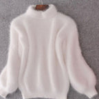 Women's Fuzzy Angora Turtleneck Loose Knit Sweater