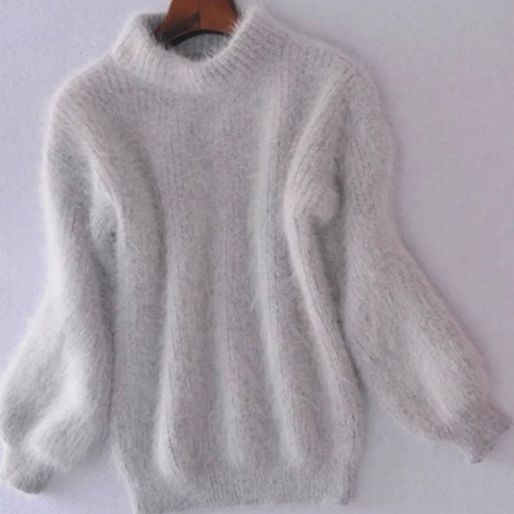 Women's Fuzzy Angora Turtleneck Loose Knit Sweater