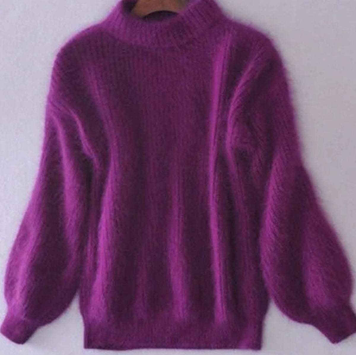 Women's Fuzzy Angora Turtleneck Loose Knit Sweater
