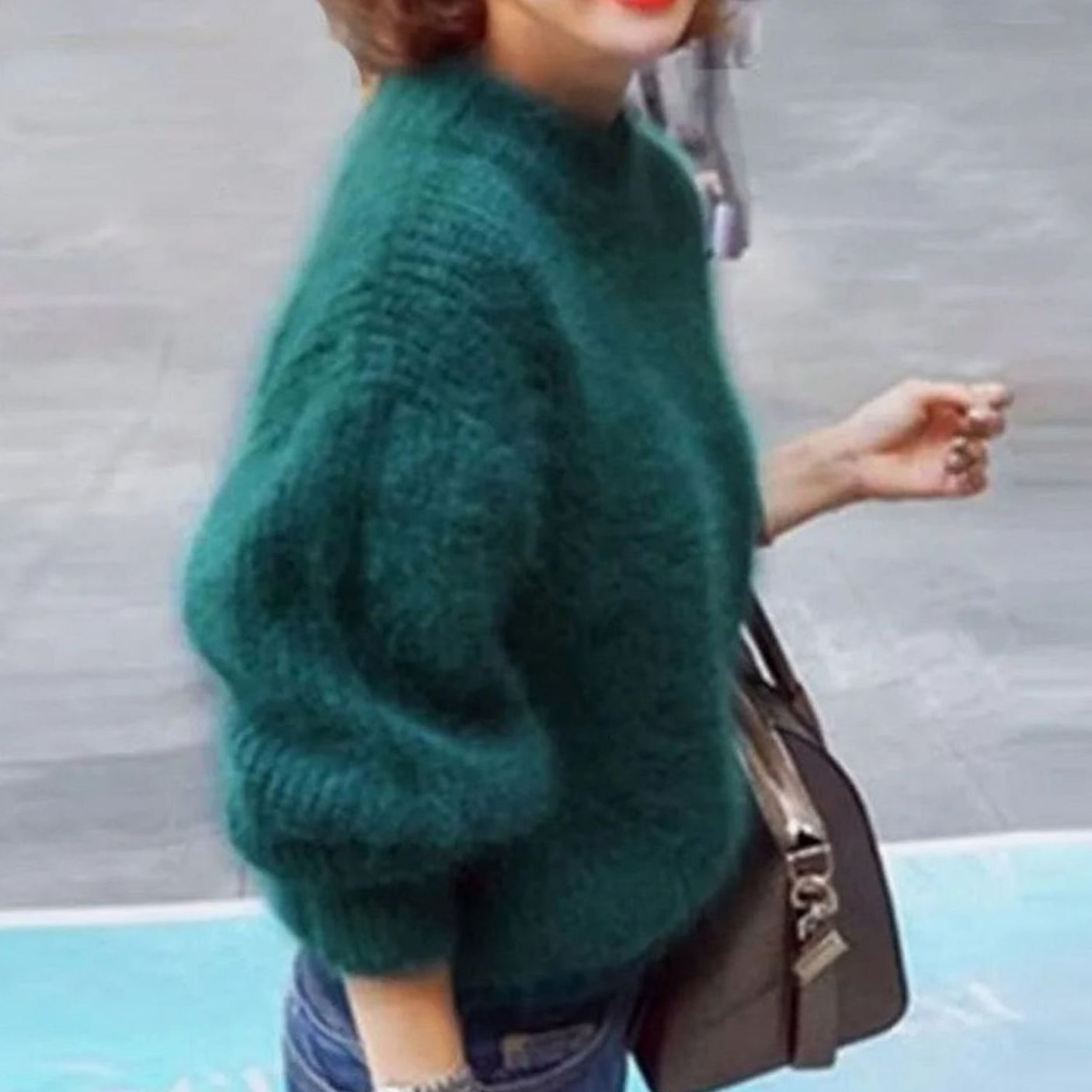 Women's Fuzzy Angora Turtleneck Loose Knit Sweater