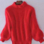 Women's Fuzzy Angora Turtleneck Loose Knit Sweater