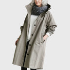 Women's Hooded Waterproof Relaxed-Fit Long Trench Coat