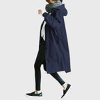 Women's Hooded Waterproof Relaxed-Fit Long Trench Coat