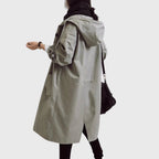 Women's Hooded Waterproof Relaxed-Fit Long Trench Coat