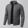 Women's Hybrid Quilted Jacket with Stretch Knit Sleeves - Dark Gray