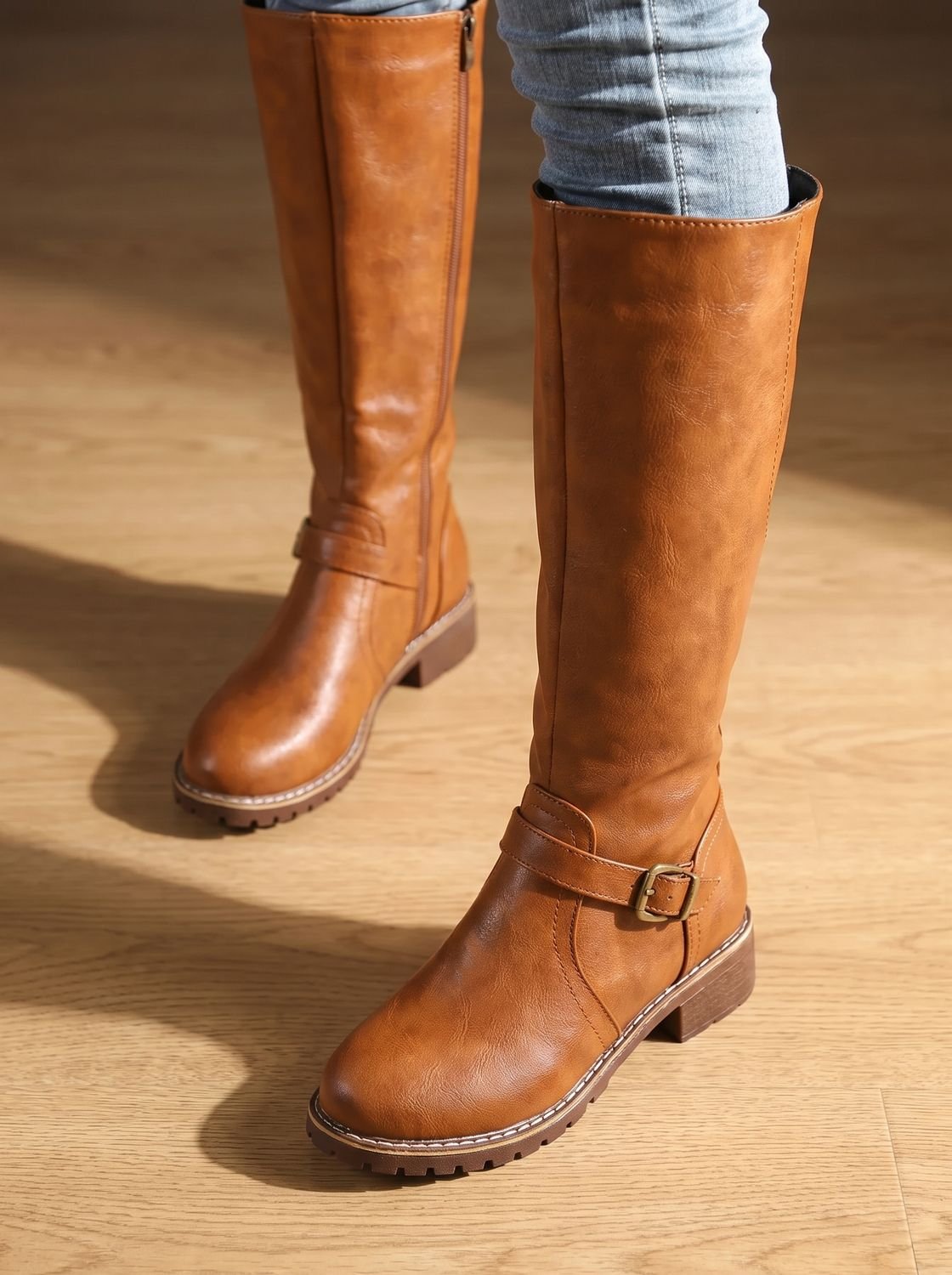 Women's Shock-Absorbing Tall Riding Boots with Lift-Out Footbed - Brown