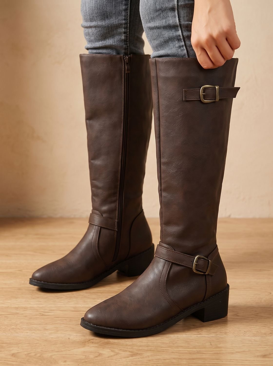 Women's Equestrian Tall Riding Boots with Cushioned Footbed