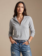 Women's Knit Pullover Half-Zip Lapel Collar Sweater