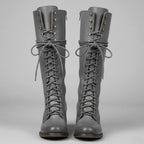 Women's Lace-Up Block Heel Studded Knee-High Boots