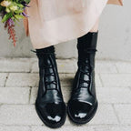 Women's Lace-Up Leather Cap-Toe Ankle Boots