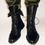Women's Lace-Up Leather Cap-Toe Ankle Boots