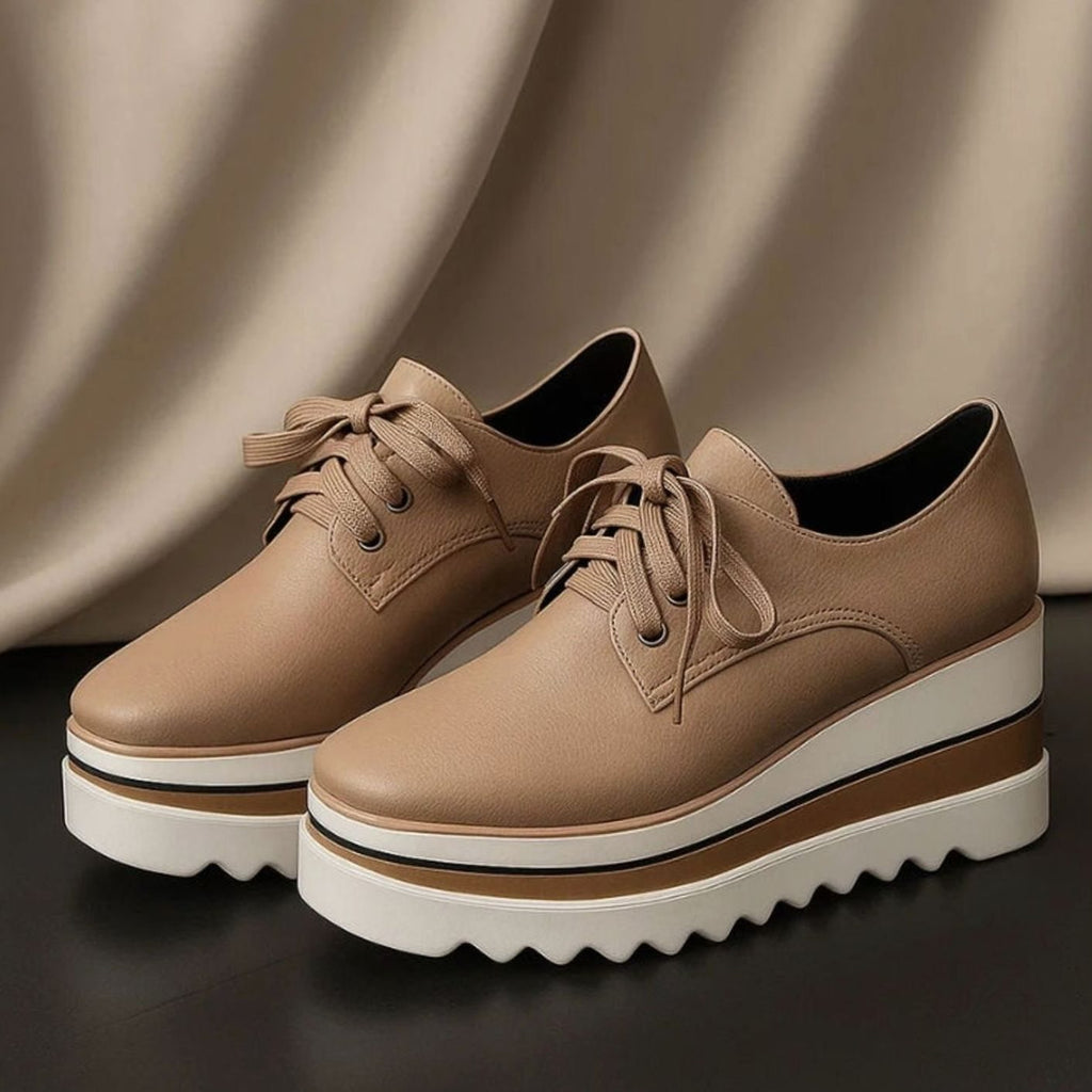 Women's Faux Leather Square-Toe Platform Oxfords
