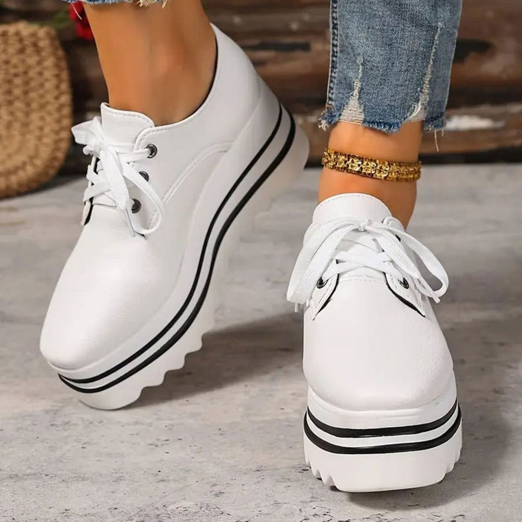 Women's Faux Leather Square-Toe Platform Oxfords