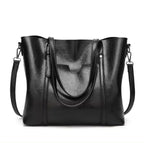 Women's Large Leather-Look Oil-Wax Shoulder Tote Bag
