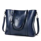 Women's Large Leather-Look Oil-Wax Shoulder Tote Bag