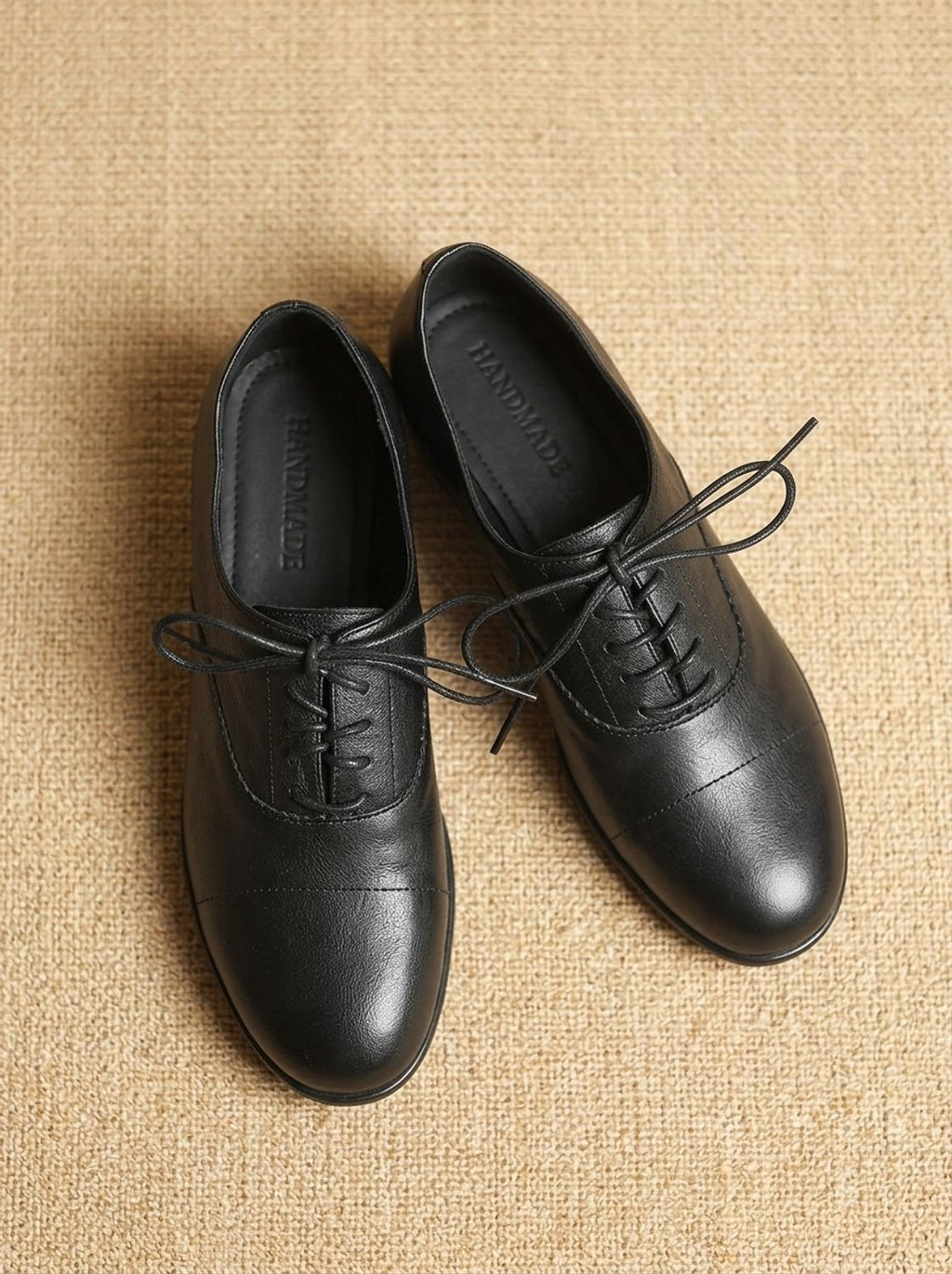 Women's Cushioned Cap Toe Leather Lace-Ups with Rubber Sole