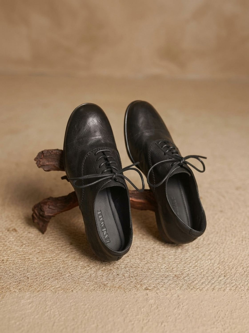 Women's Cushioned Cap Toe Leather Lace-Ups with Rubber Sole