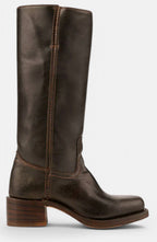 Women's Leather Stacked-Heel Knee-High Boots