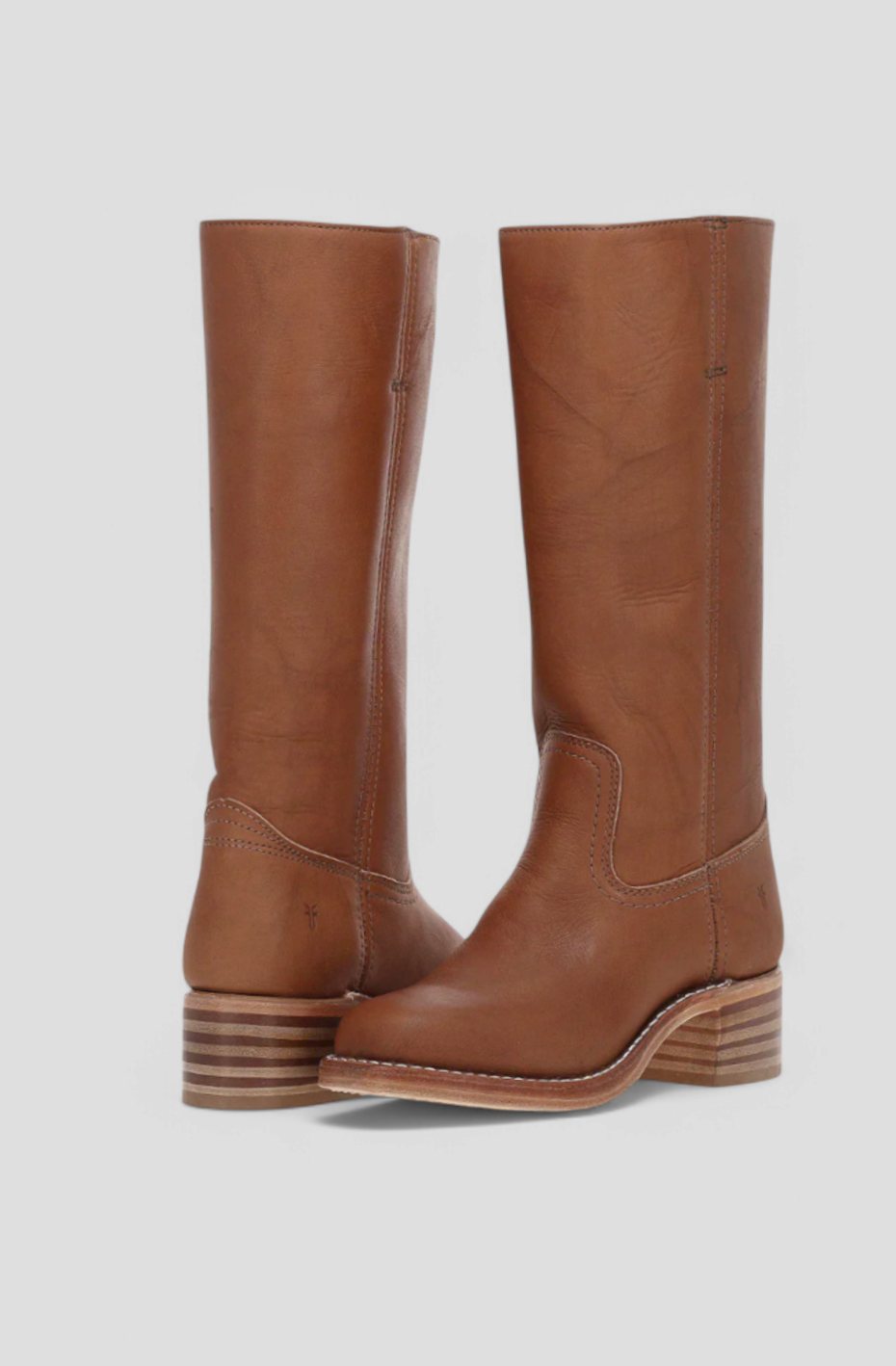 Women's Leather Stacked-Heel Knee-High Boots