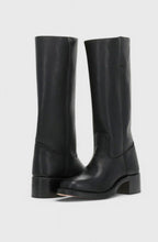 Women's Leather Stacked-Heel Knee-High Boots