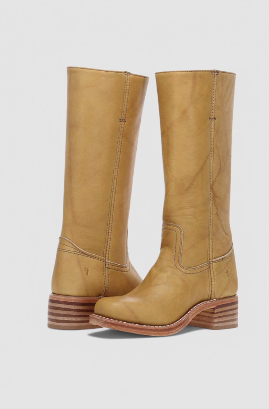 Women's Leather Stacked-Heel Knee-High Boots