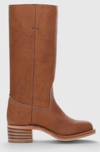 Women's Leather Stacked-Heel Knee-High Boots