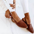 Women's Leather Woven Pointed-Toe Slingback Comfortable Sandals