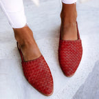 Women's Leather Woven Pointed-Toe Slingback Comfortable Sandals
