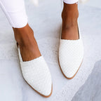 Women's Leather Woven Pointed-Toe Slingback Comfortable Sandals