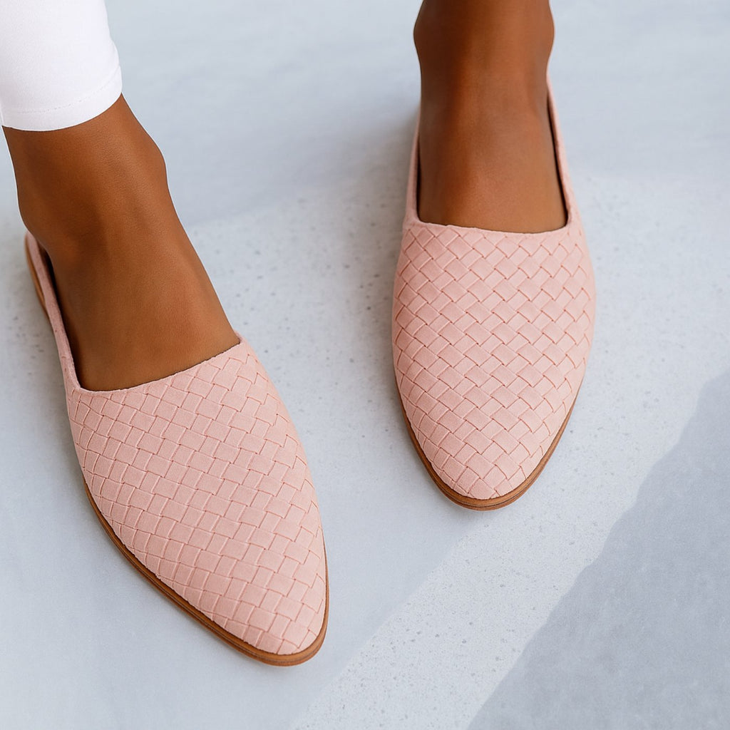 Women's Leather Woven Pointed-Toe Slingback Comfortable Sandals