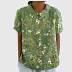 Women's Linen Short Sleeve Collared Blouse Relaxed Fit