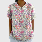 Women's Linen Short Sleeve Collared Blouse Relaxed Fit