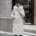 Women's Long Hooded Faux Fur Trim Quilted Coat