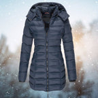 Women's Long Hooded Puffer Quilted Jacket Zip-Up Winter Coat