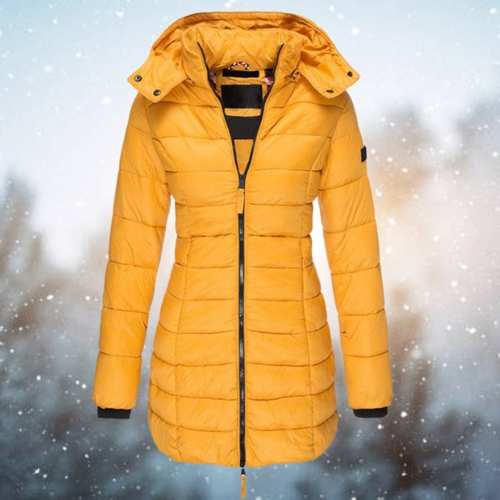 Women's Long Hooded Puffer Quilted Jacket Zip-Up Winter Coat