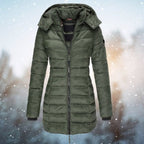 Women's Long Hooded Puffer Quilted Jacket Zip-Up Winter Coat