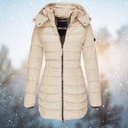 Women's Long Hooded Puffer Quilted Jacket Zip-Up Winter Coat