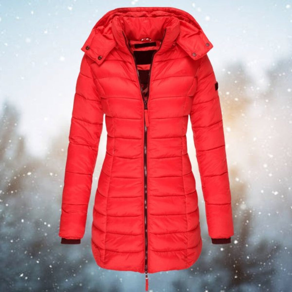 Women's Long Hooded Puffer Quilted Jacket Zip-Up Winter Coat