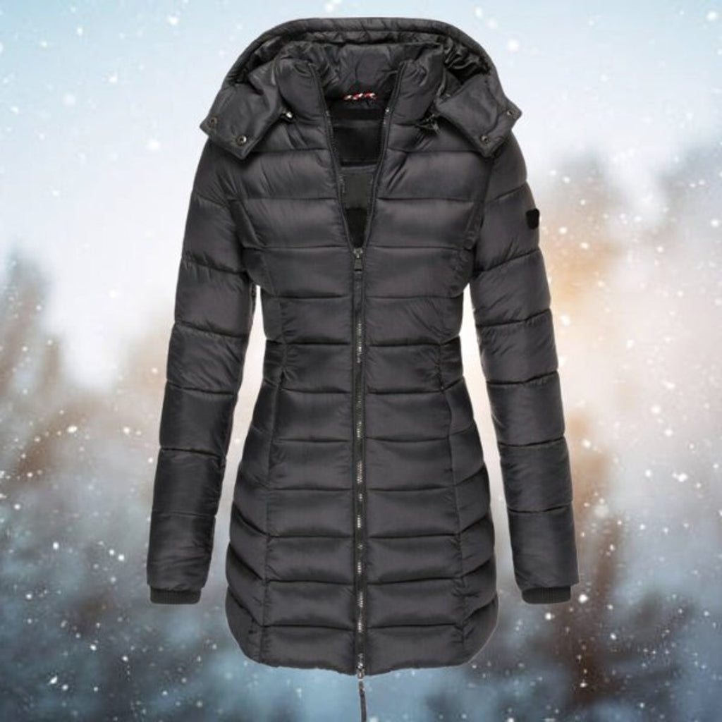Women's Long Hooded Puffer Quilted Jacket Zip-Up Winter Coat