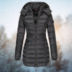 Women's Long Hooded Puffer Quilted Jacket Zip-Up Winter Coat