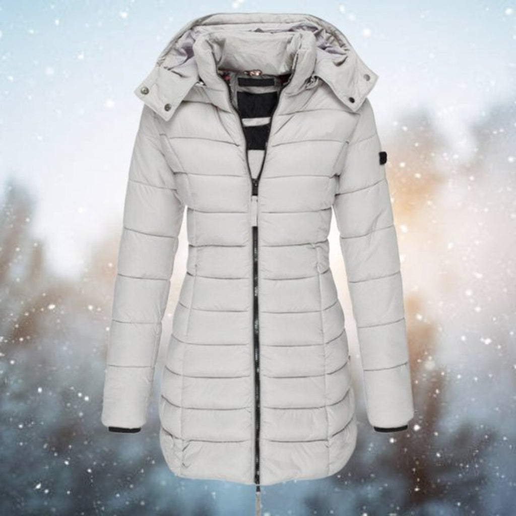 Women's Long Hooded Puffer Quilted Jacket Zip-Up Winter Coat