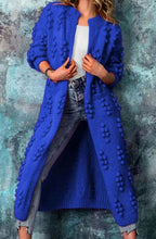 Women's Long Open-Front Pom-Pom Knitted Cardigan Sweater