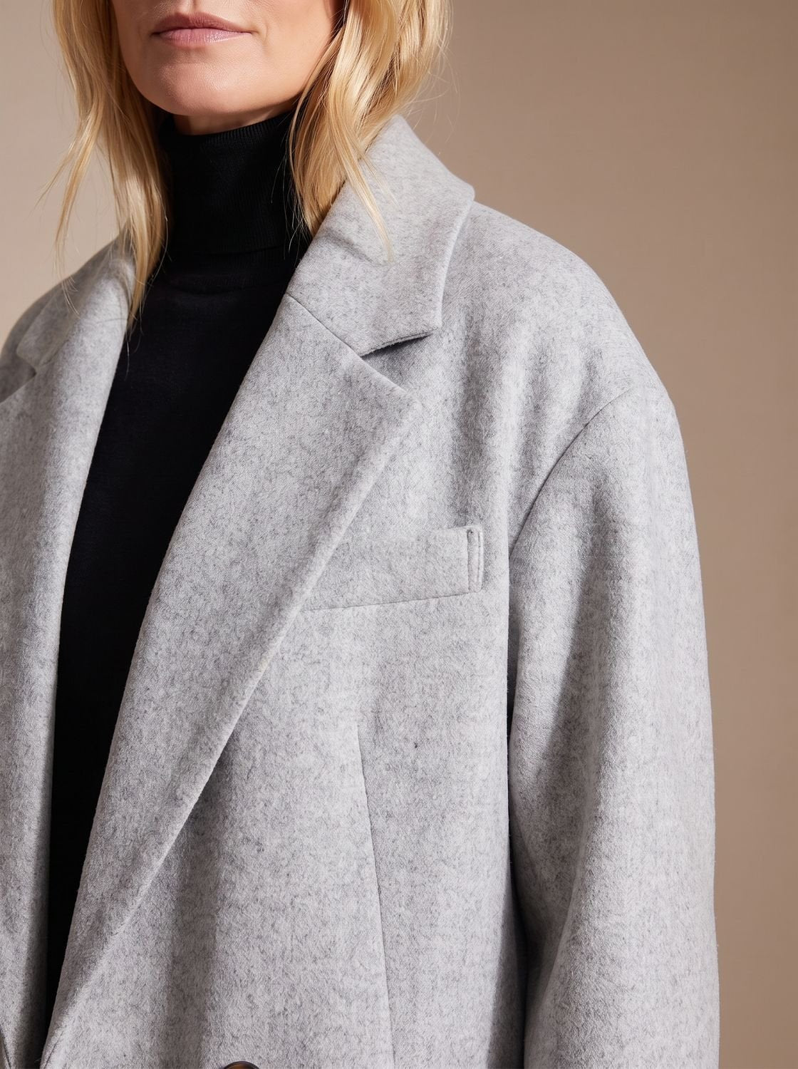 Women's Mid-Calf Tailored Overcoat with Double-Breasted Front