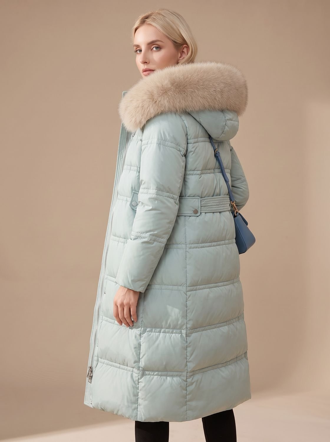 Women's Longline Water-Resistant Puffer Parka with Plush Hood
