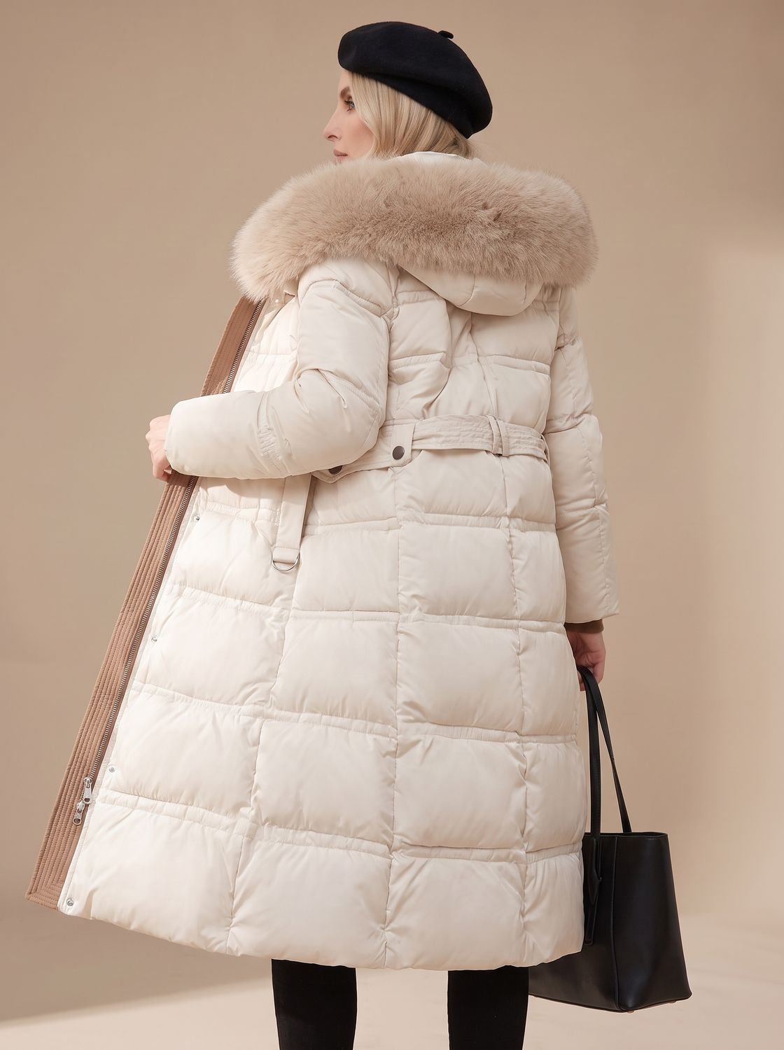 Women's Longline Water-Resistant Puffer Parka with Plush Hood